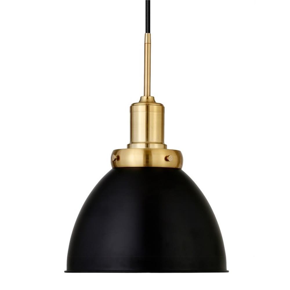 Evelyn&Zoe 12" Black/Brass Metal Pendant
