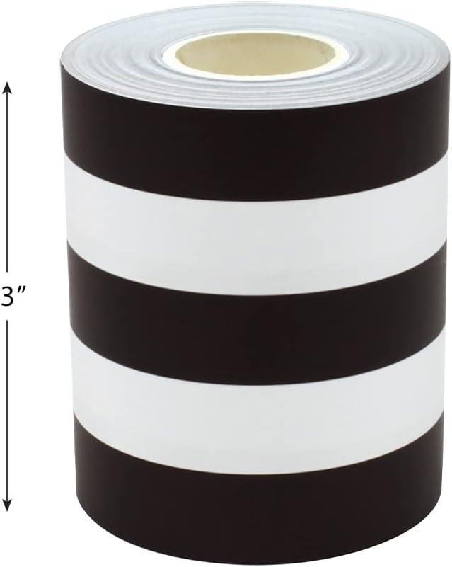 Teacher Created Resources Black & White Stripes Straight Rolled Border Trim - 50ft - Decorate Bulletin Boards, Walls, Desks, Windows, Doors, Lockers, Schools, Classrooms, Homeschool & Offices