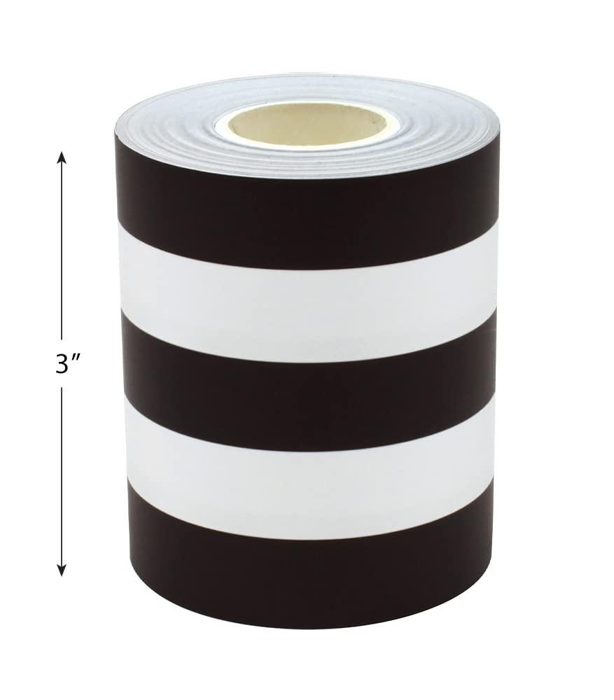Teacher Created Resources Black & White Stripes Straight Rolled Border Trim - 50ft - Decorate Bulletin Boards, Walls, Desks, Windows, Doors, Lockers, Schools, Classrooms, Homeschool & Offices
