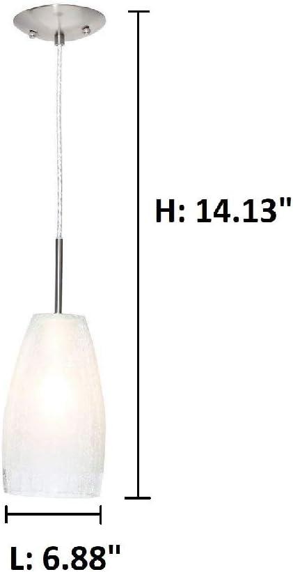 Mini Contemporary 14'' Matte Nickel Pendant with Crackle Glass Shade