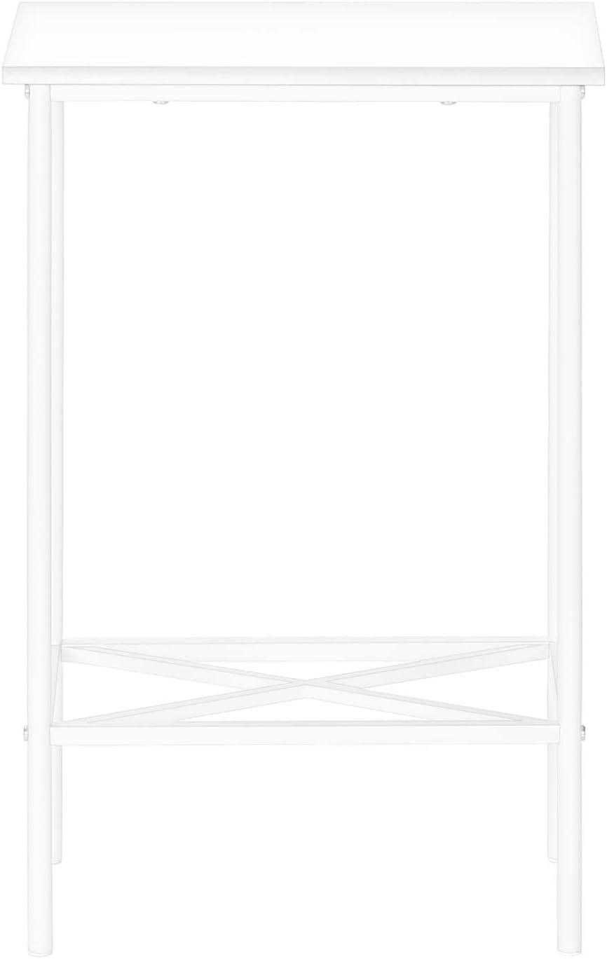 Accent Table - Side - End - Narrow - Small - 2 Tier - Bedroom - White Laminate