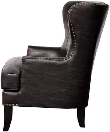 Hawthorne Collections Barrow Leather Accent Chair with High Back in Espresso