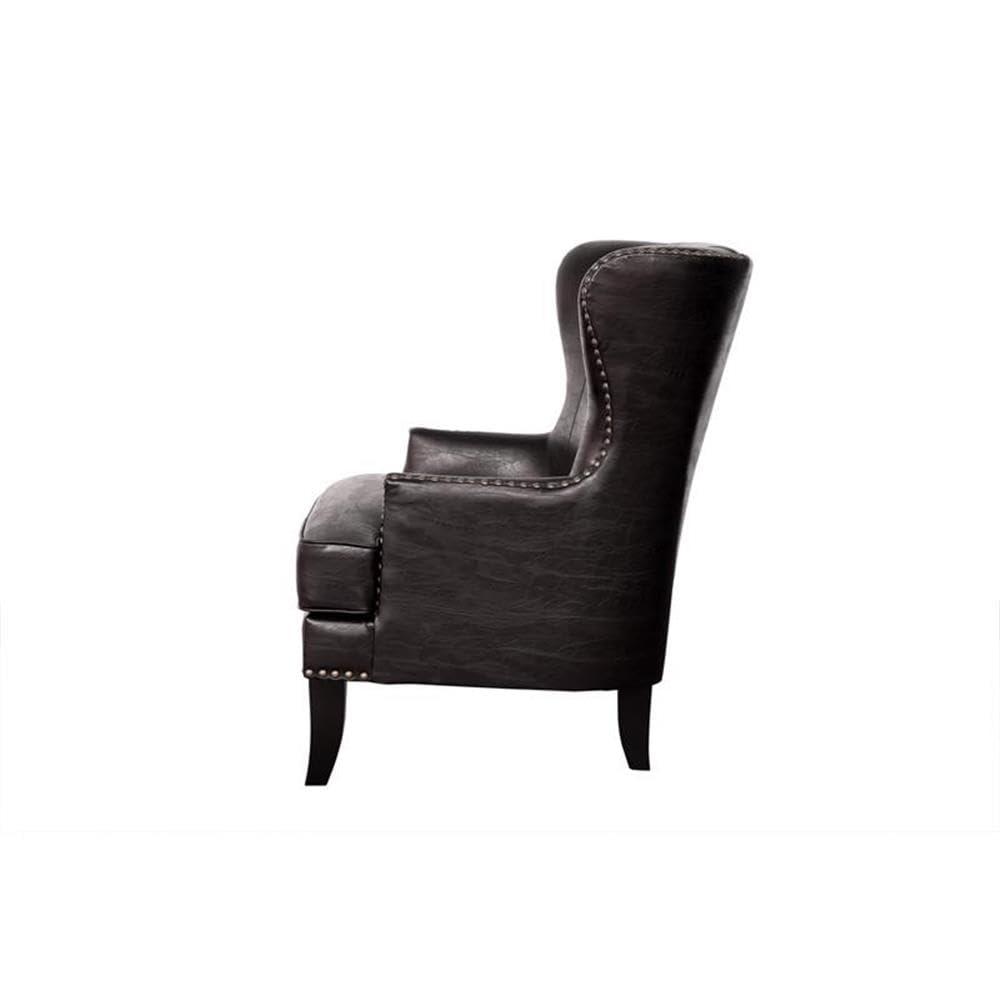 Hawthorne Collections Barrow Leather Accent Chair with High Back in Espresso