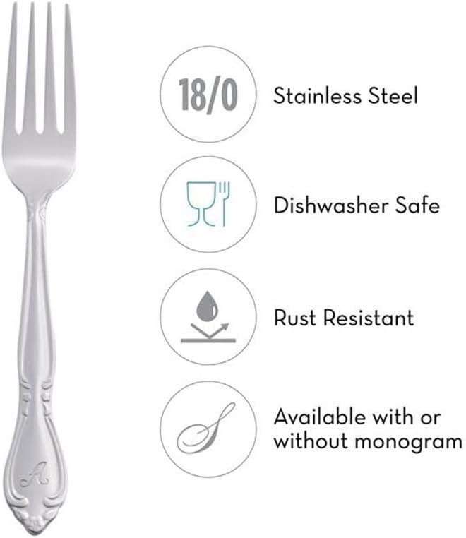 RiverRidge Home RiverRidge Rose Flatware 46-Piece Monogrammed Stainless Steel Silverware Set for 8
