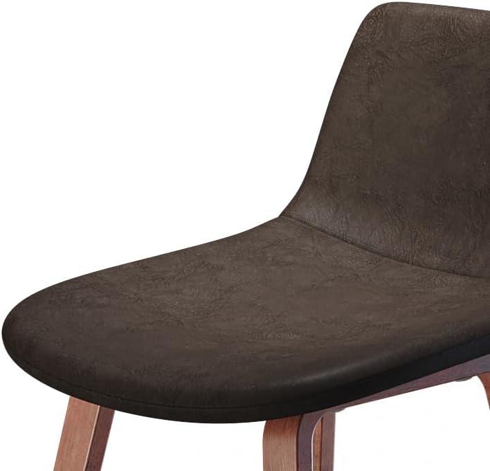 Addy Mid-Century Modern 26" Counter Stool (2pc) in Distressed Brown Faux Leather