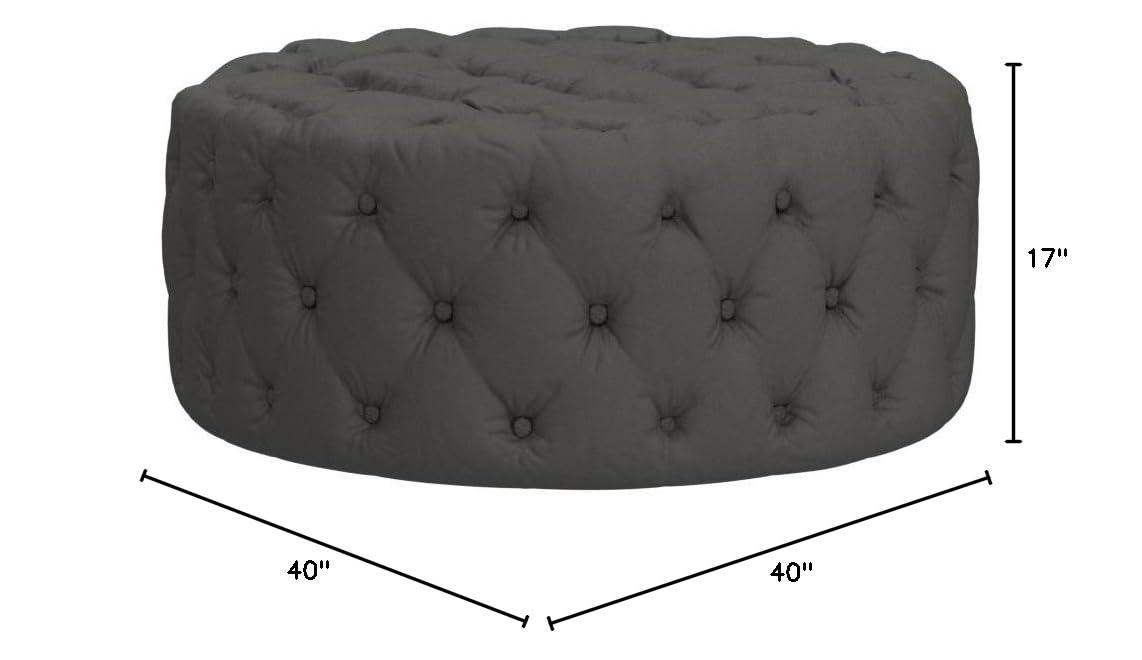 Best Master Furniture Anderson 40" Round Velvet Fabric Ottoman in Gray