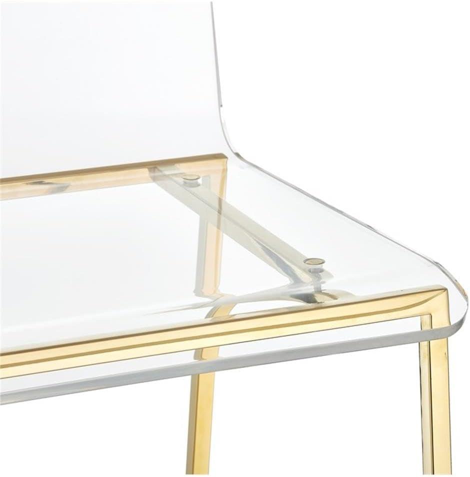 Pemberly Row Silver Orchid Lind Acrylic Low Back Counter Stool In Gold