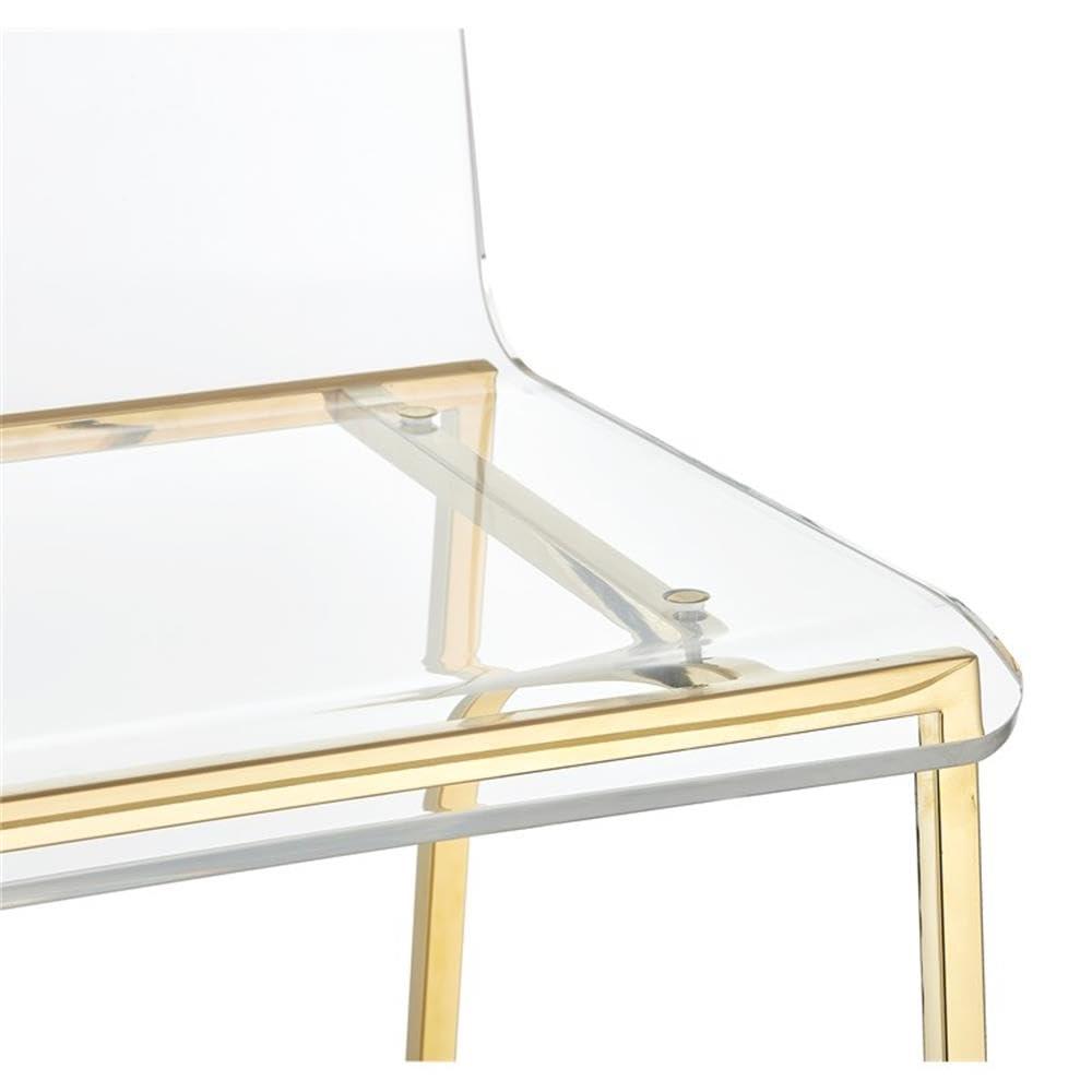 Pemberly Row Silver Orchid Lind Acrylic Low Back Counter Stool In Gold