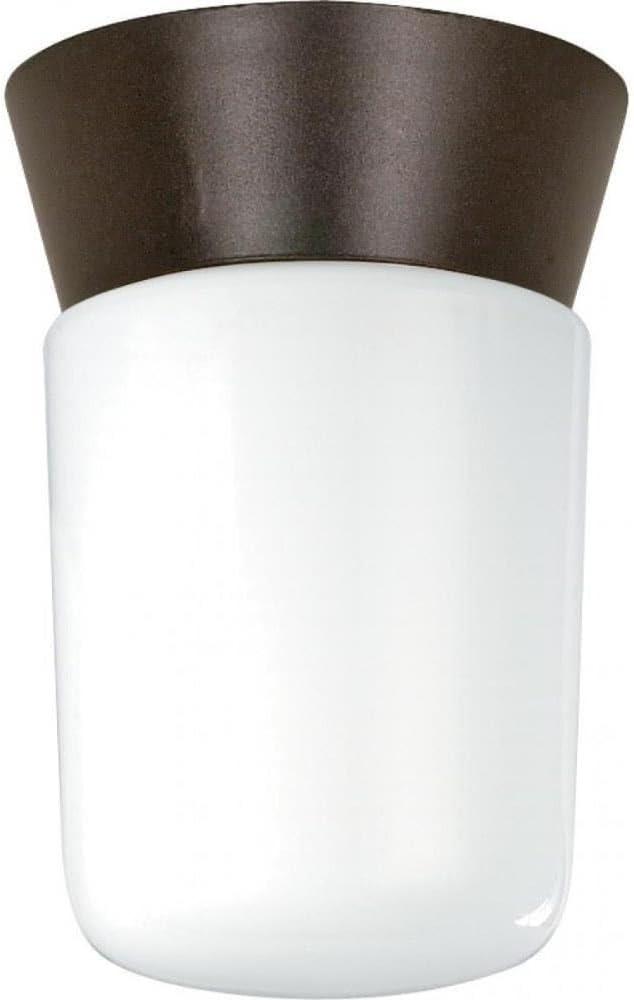 White Glass 8" Outdoor Flush Mount Ceiling Light