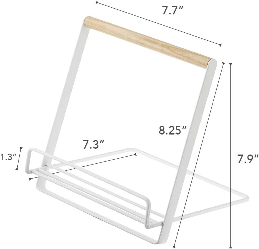 White Steel and Wood Cookbook and Tablet Stand