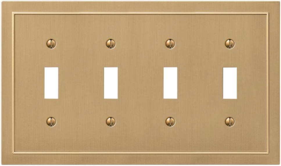 Amerelle 57T4BZ Bethany Wallplate, 4 Toggle, Cast Metal, Brushed Bronze, 1-Pack