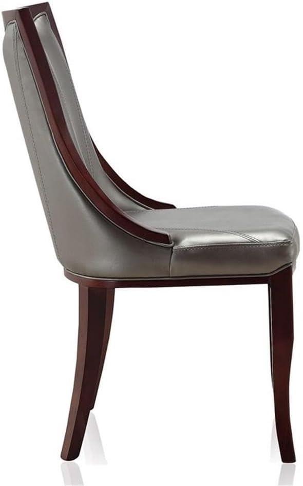 Silver Faux Leather and Walnut Wood Dining Chair Set