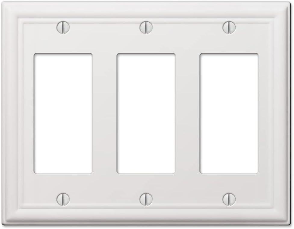 Amerelle 149RRRW Chelsea Wallplate, 3 Rocker, Steel, White, 1-Pack