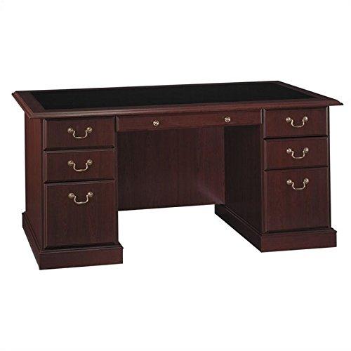 Cherrywood Executive Desk with Black Insert and Brass Accents