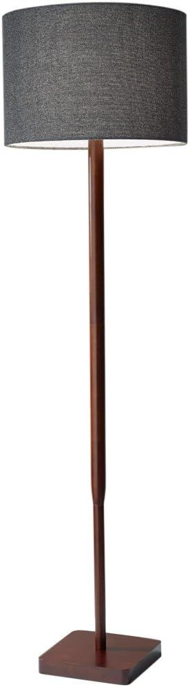 Ellis 58.5'' Walnut Wood Grain Floor Lamp with Textured Dark Gray Shade