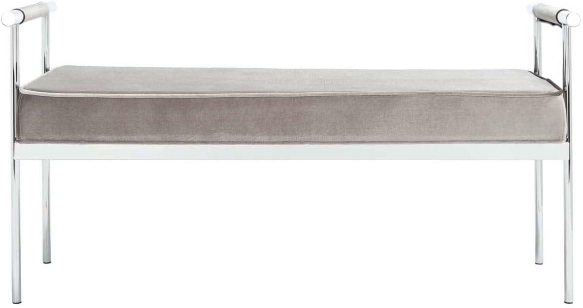 Hazelwood Velvet 49" Long Rectangle Bench with Chrome Arms