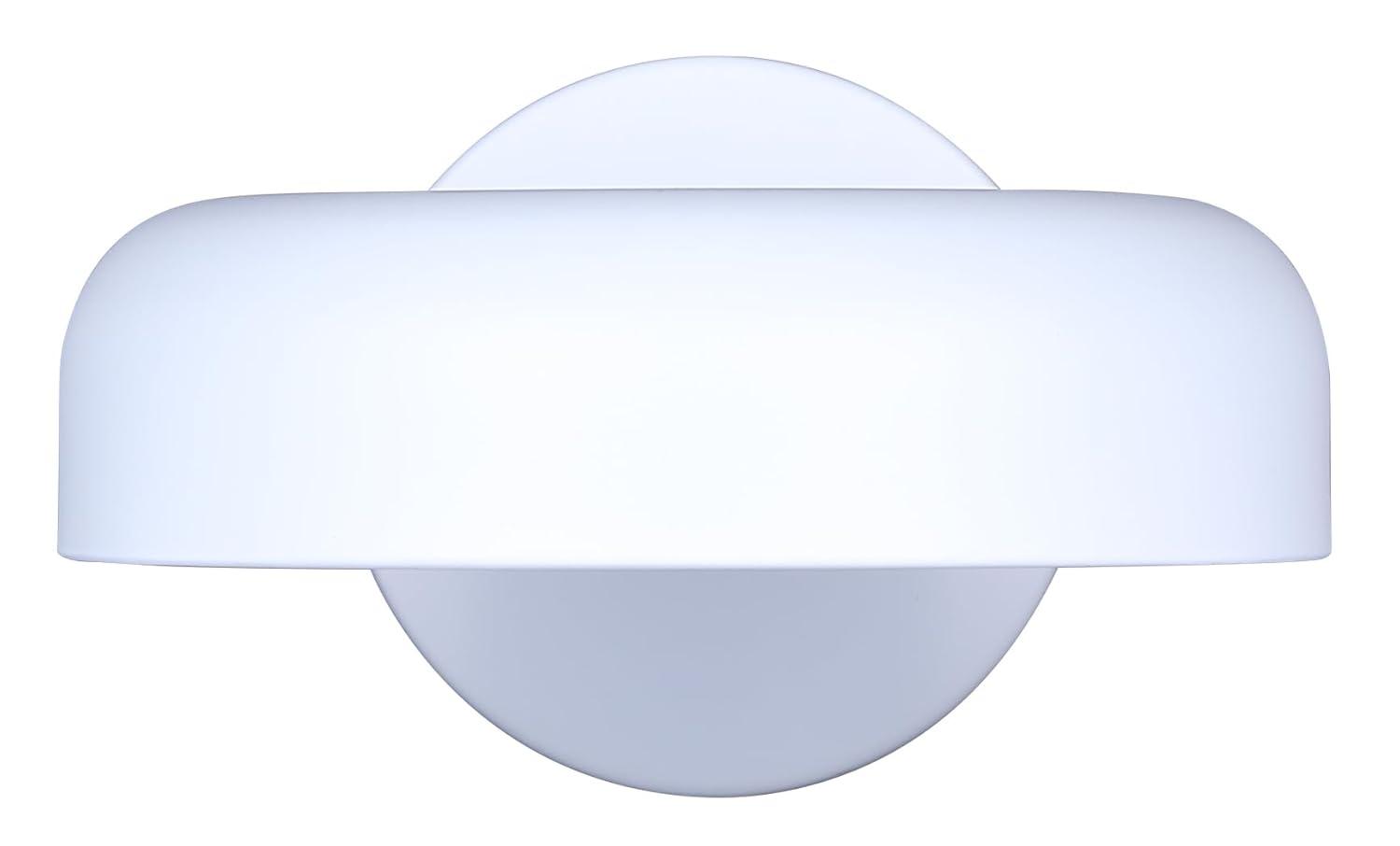 ZARIA 8 in. 1-Light White Integrated LED Wall-Light with White Metal Shade