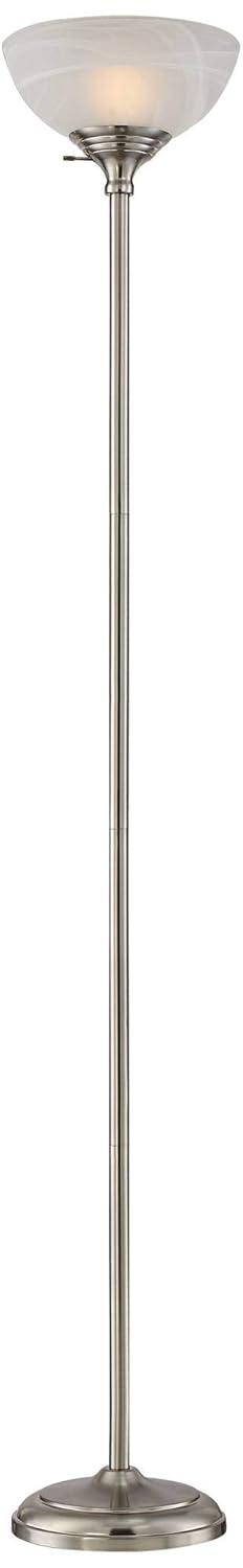 360 Lighting Maddox Modern Torchiere Floor Lamp 71" Tall Satin Nickel Silver Metal Alabaster Glass Shade for Living Room Bedroom Office House Home