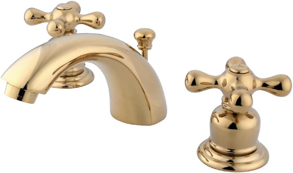 Kingston Brass Victorian Two-Handle 3-Hole Deck Mount Mini-Widespread Bathroom Faucet with Plastic Pop-Up