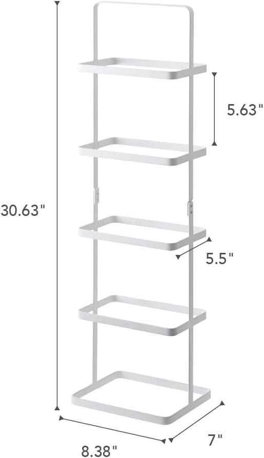 Compact White Metal Shoe Rack, Stackable, 5-Pair Capacity with Handle