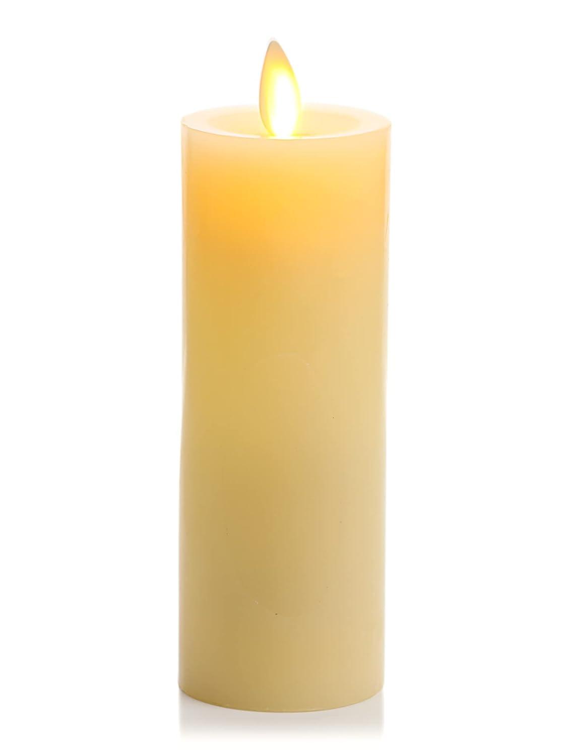 Luminara Classic Slim Flameless LED Candle, Ivory 2" x 6.1", Battery Operated Moving Flame Pillar w/Timer, Safe Realistic Wax Candle, Home Decor