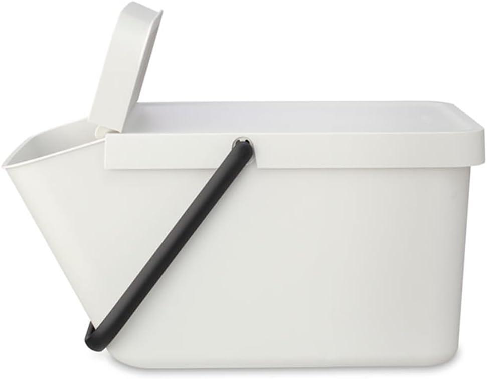 Light Gray Stackable Plastic Recycling Bin with Carry Handle