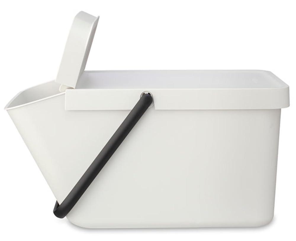 Light Gray Stackable Plastic Recycling Bin with Carry Handle