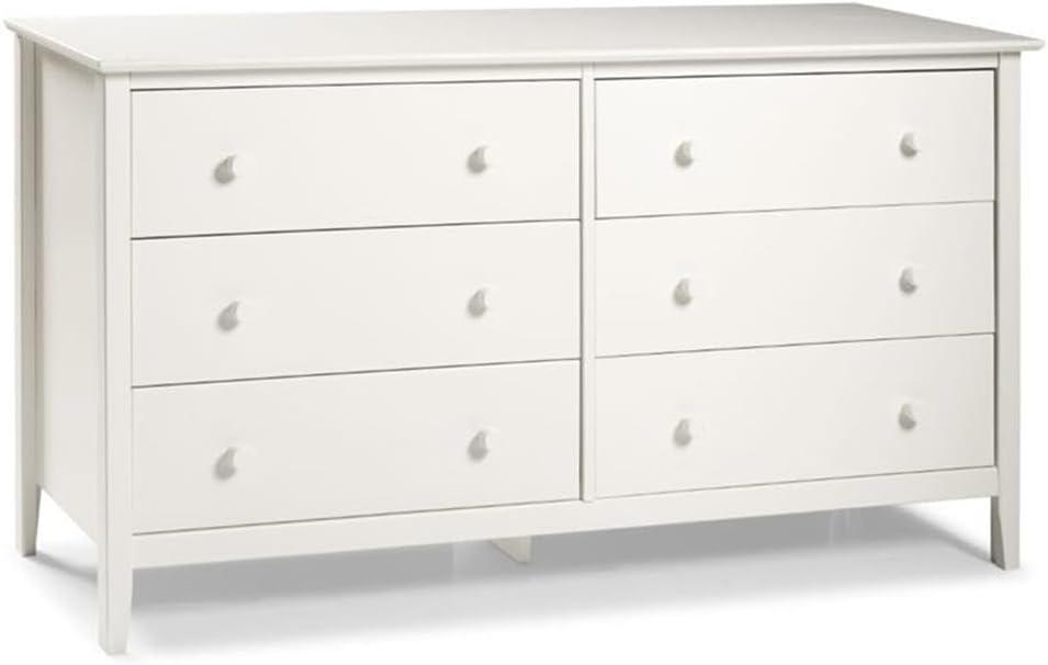 Alaterre Furniture Simplicity 6-Drawer Dresser for Kids Bedroom, Sturdy Brazilian Pine and Pine Veneers, White Finish with Metal Drawer Glides