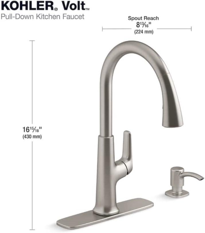 Volt Stainless Steel Pull-Down Kitchen Faucet with Soap Dispenser