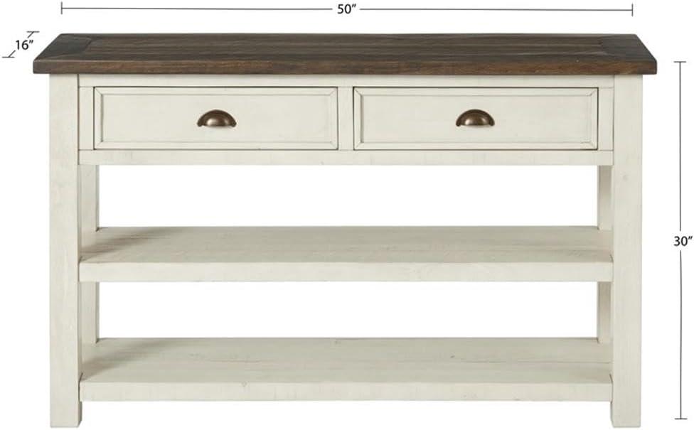 Martin Svensson Home Monterey 50" Sofa Console Table, Cream White and Brown