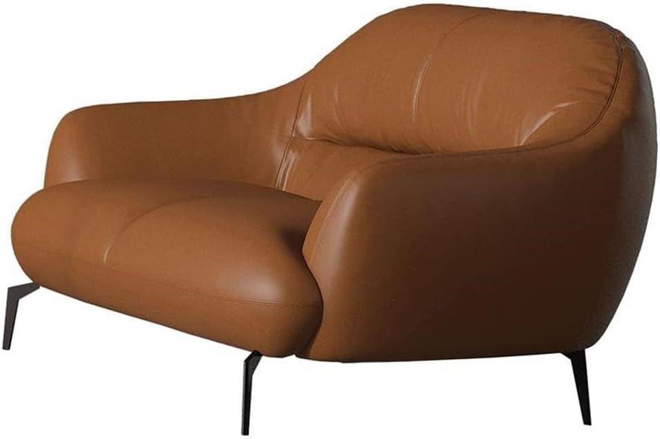 66" Leonia Sofa Cognac Leather - Acme Furniture: Contemporary Metal Legs, Plush Upholstery, Seats Four