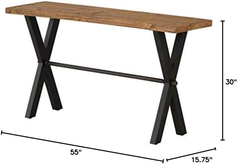 Cortesi Home Austin Console Table, Solid Reclaimed Wood with Black Wood Legs, Honey Pine