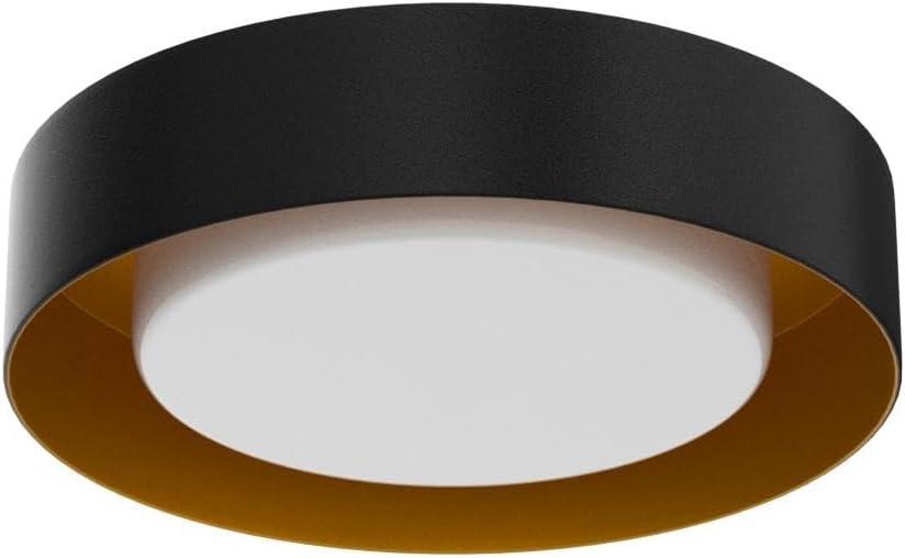 Modern Black and Gold Flush Mount Ceiling Lights, 16.5" Minimalist Glass Round Ceiling Lighting, Drum Close to Ceiling Light Fixtures for Living Room, Bedroom, Dining Room, Kitchen, Hallways