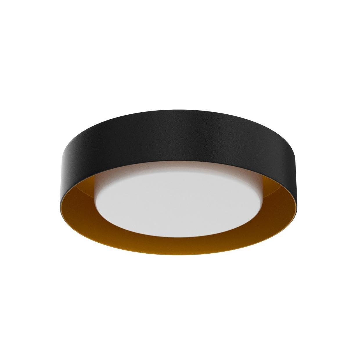 Modern Black and Gold Flush Mount Ceiling Lights, 16.5" Minimalist Glass Round Ceiling Lighting, Drum Close to Ceiling Light Fixtures for Living Room, Bedroom, Dining Room, Kitchen, Hallways