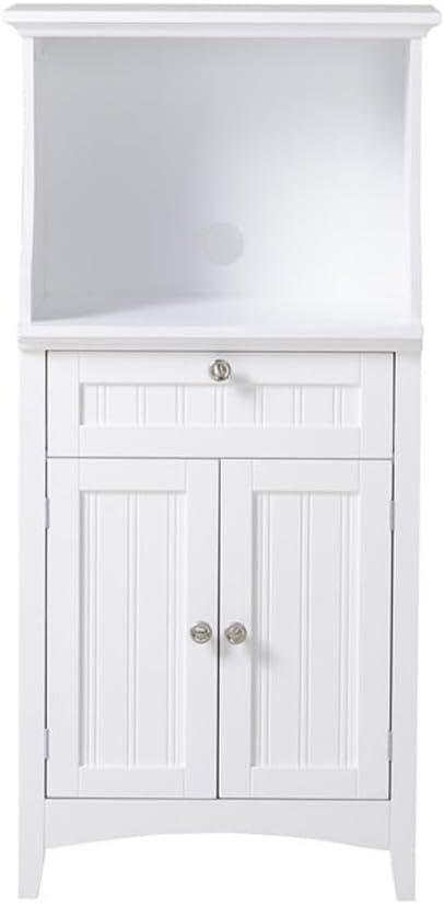 American Furniture Classics Microwave Kitchen Utility Cart Cabinet, White