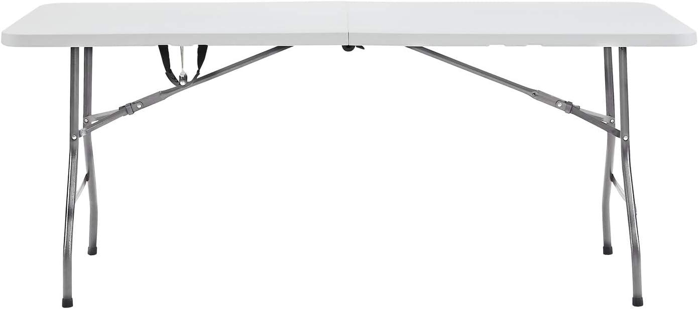 6ft Folding Table Multipurpose Foldable Dinner Table Portable Folding Rectangular Resin Table for Outdoor Camping Picnic Party by Naomi Home - White