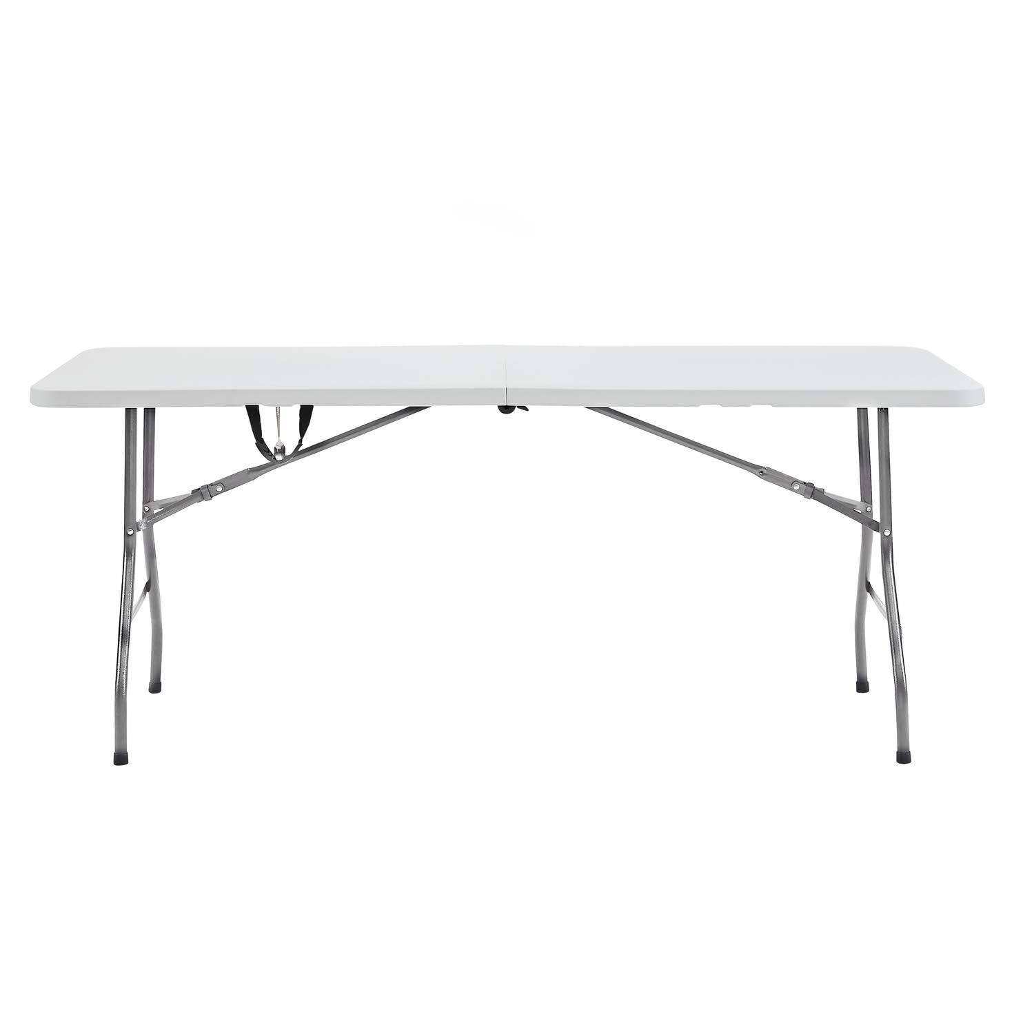 6ft Folding Table Multipurpose Foldable Dinner Table Portable Folding Rectangular Resin Table for Outdoor Camping Picnic Party by Naomi Home - White