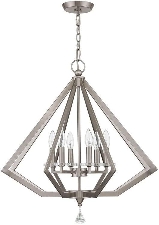 Elegant Diamond Cage Chandelier with Polished Brass Finish and Crystal Accents