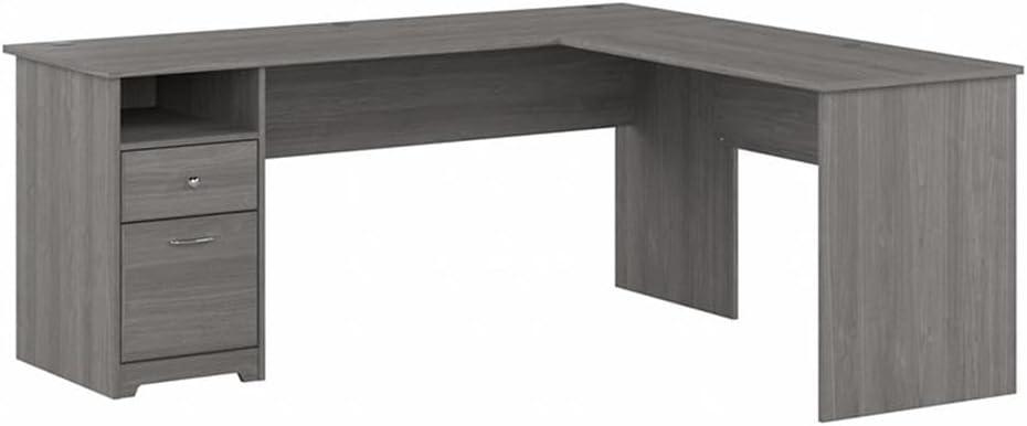 Contemporary 71'' Modern Gray L-Shaped Home Office Desk with Drawers