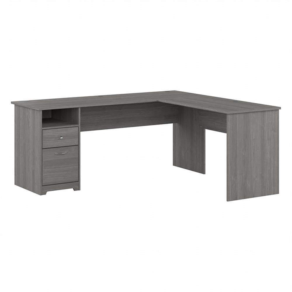 Cabot 72W L Shaped Computer Desk with Drawers in Modern Gray - Engineered Wood