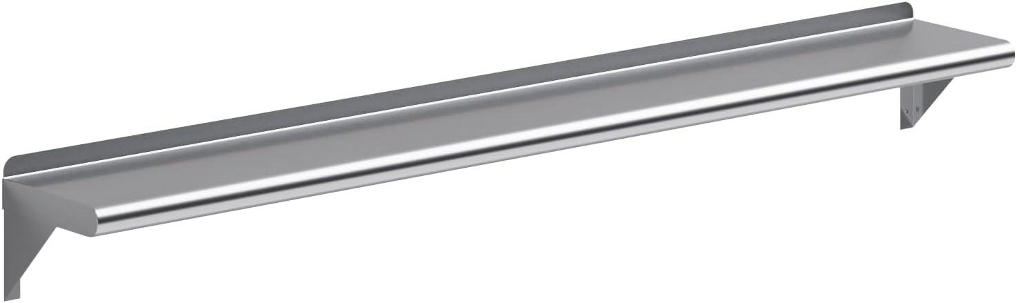 60-Inch Stainless Steel Wall Shelf with Brackets