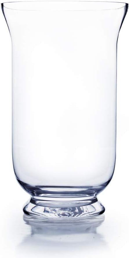 Clear Glass 12-Inch Hurricane Vase for Floral Arrangements