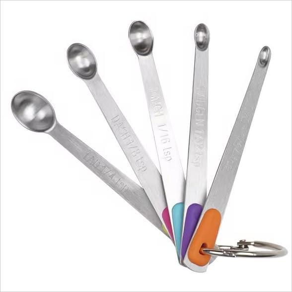 Measuring Spoons Set, Heavy Duty Stainless Steel Measuring Spoons, Mini Measuring Spoon for Cooking Baking, Tablespoon Teaspoon for Dry or Liquid Ingredients, Fits in Spice Jar,set of 5