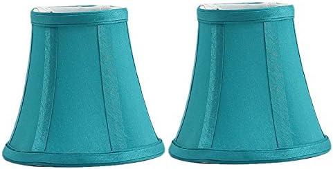 Urbanest Set of 2 Teal Silk Bell Chandelier Lamp Shade, 3-inch by 5-inch by 4.5-inch, Clip-on