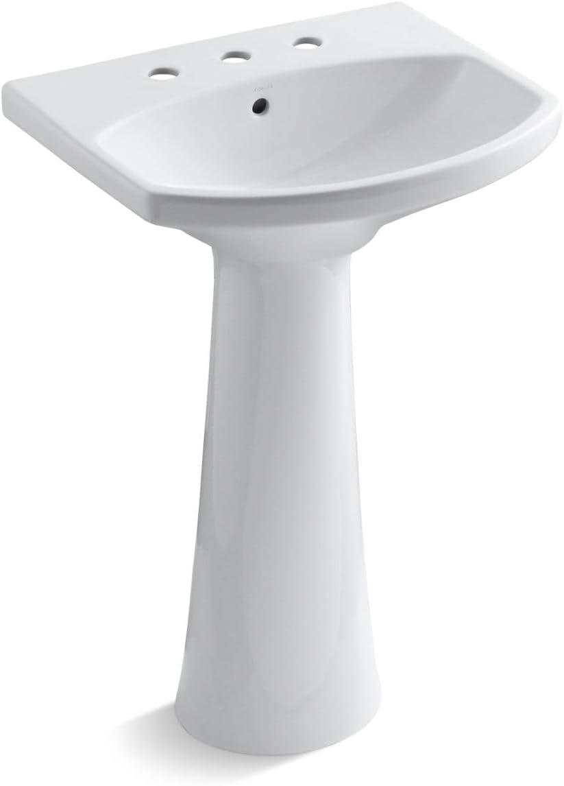 Cimarron® 26.81" Vitreous China U-Shape Pedestal Bathroom Sink with Overflow