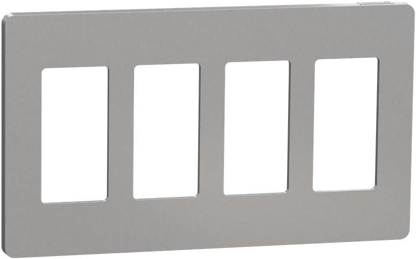 X Series 4-Gang Matte Gray Screwless Wall Plate