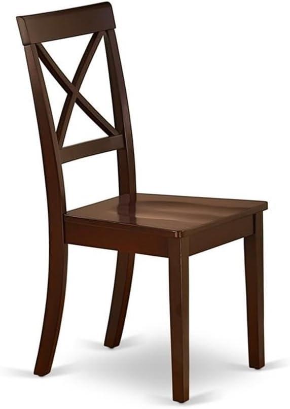 Boston Dining Room Chair with Wood Seat - Black & Cherry - Set of 2