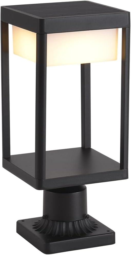 Solar Lamp Post Light, Solar Post Lights Outdoor Waterproof, Solar Light for Pole Outside, Dusk to Dawn Black Outdoor Light Pole with Remote Control, Three Modes