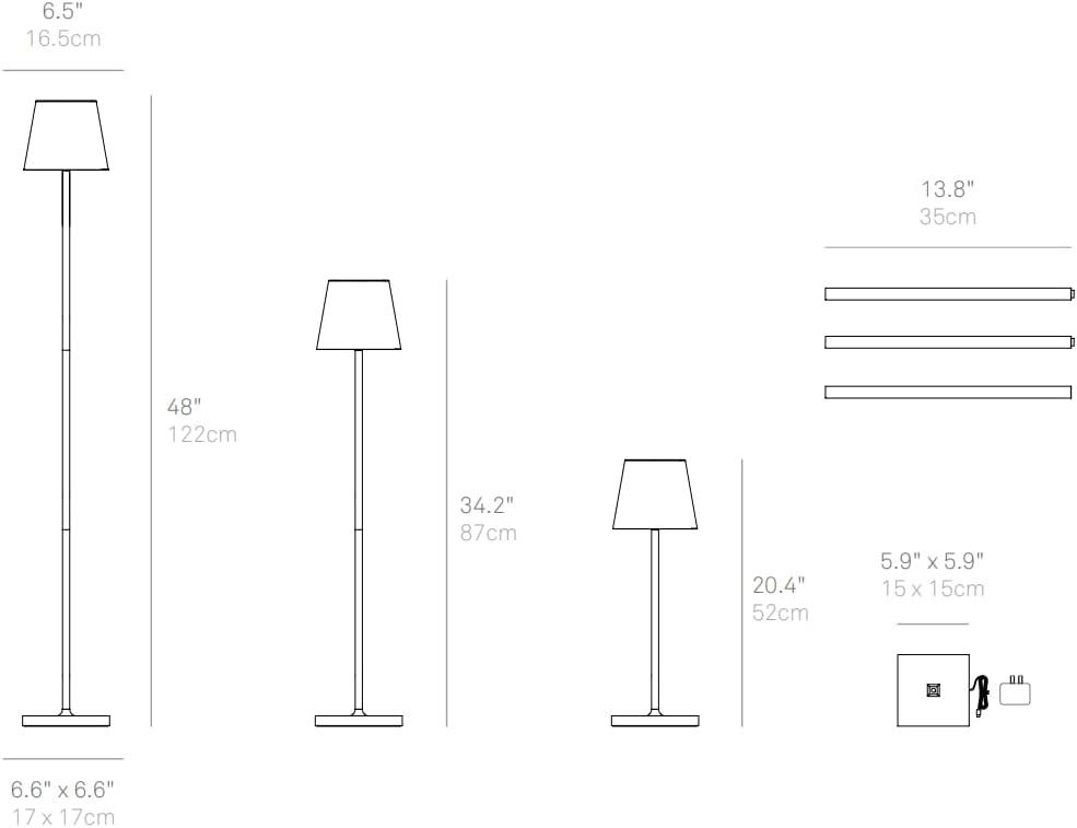 White Adjustable Cordless Outdoor Metal Floor Lamp