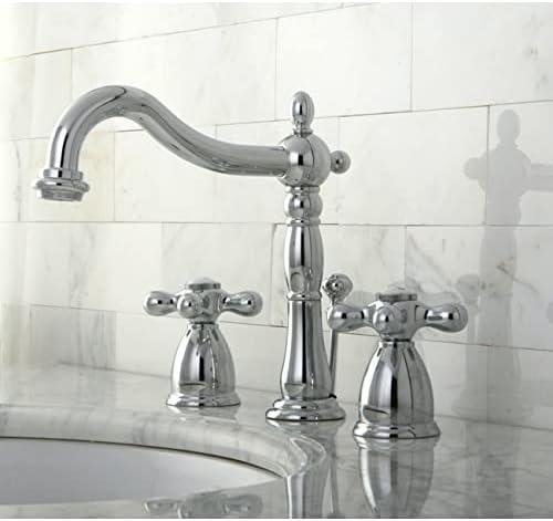 Kingston Brass Heritage Two-Handle 3-Hole Deck Mount Widespread Bathroom Faucet with Pop-Up Drain